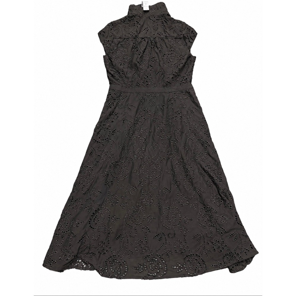 White House Black Market Black Eyelet MIDI Shirt Embroidered Dress Size 10 NWT - Picture 7 of 10